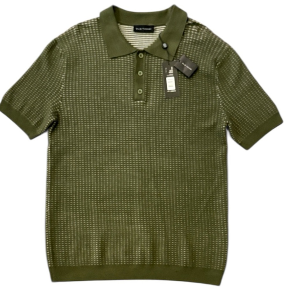 NWT Elie Tahari Men’s Olive Textured Knit Sweater Polo Size S
